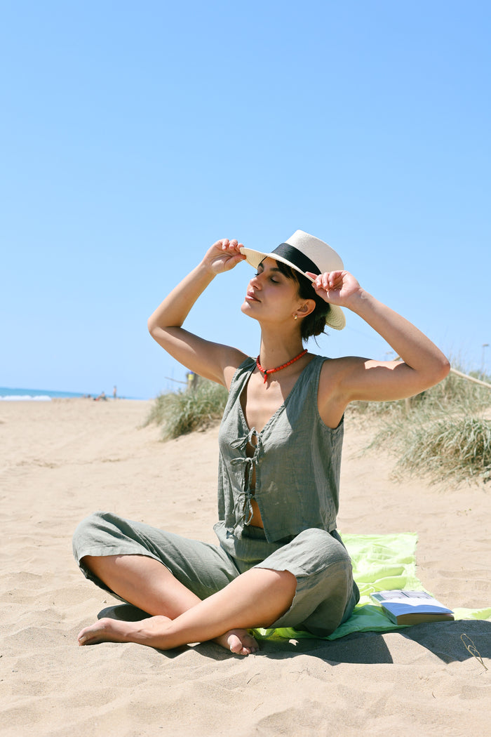 CHALECO LINO REVERSIBLE CORON