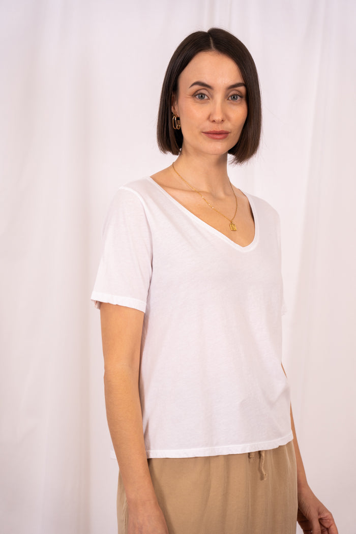 Camiseta manga corta escote pico