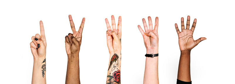 manos indicando números del 1 al 5