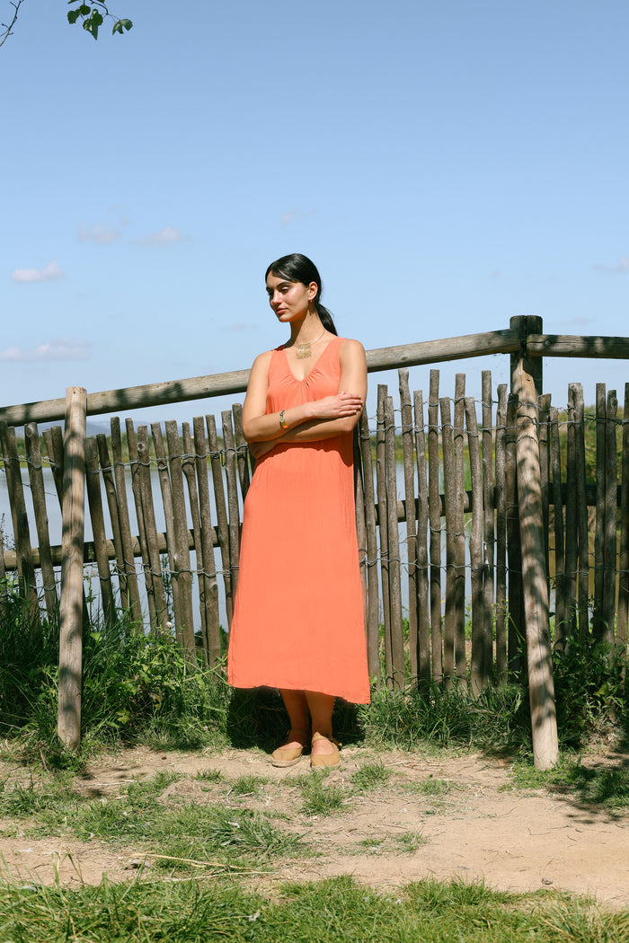 VESTIDO REVERSIBLE MOOREA PAPAYA