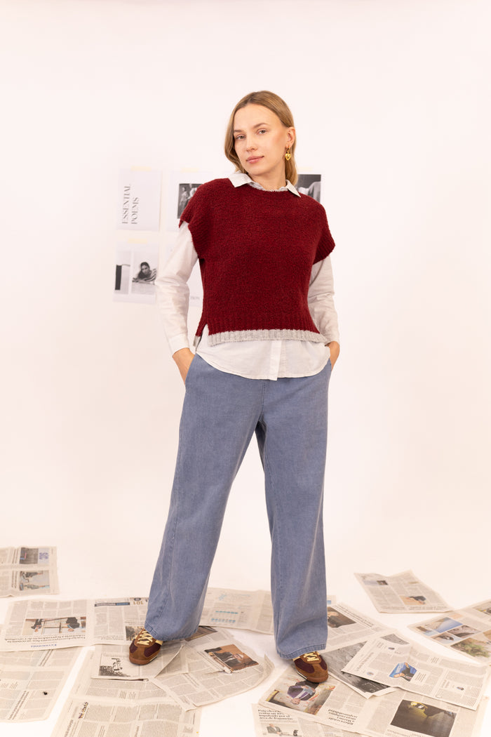 CHALECO TRICOT BICOLOR