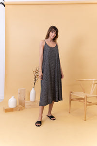 VESTIDO ESTAMPADO NEGRO TIRANTES