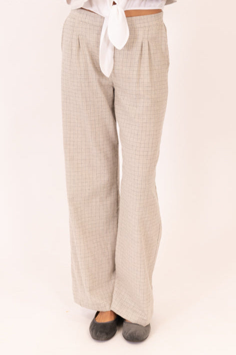 PANTALÓN ANCHO CUADROS ALGODON