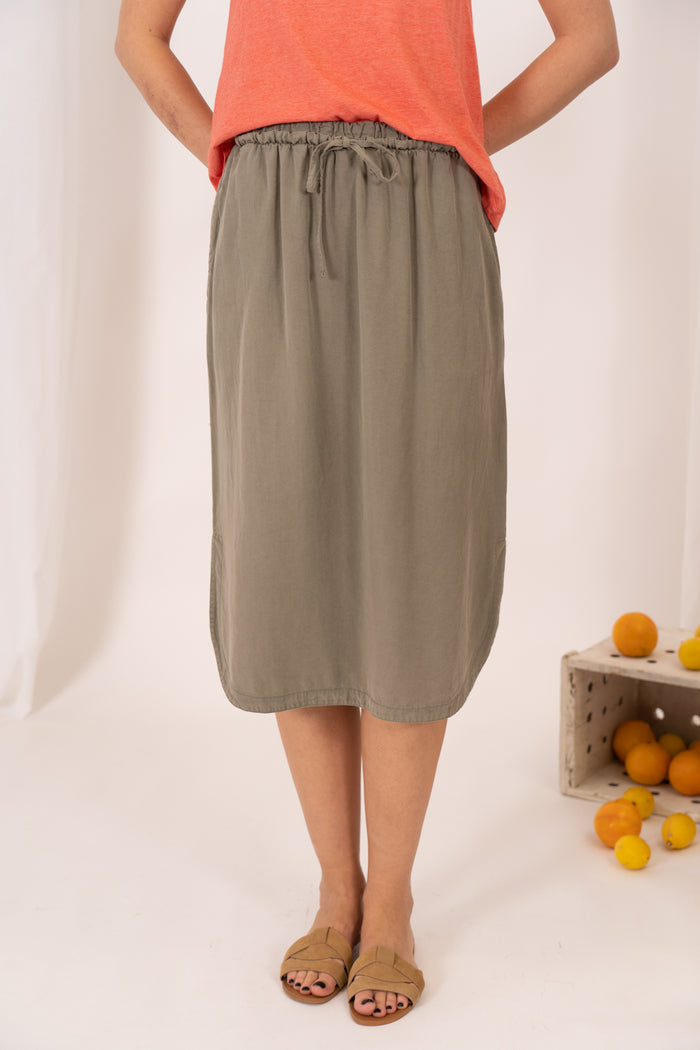 FALDA MIDI TENCEL GOMA