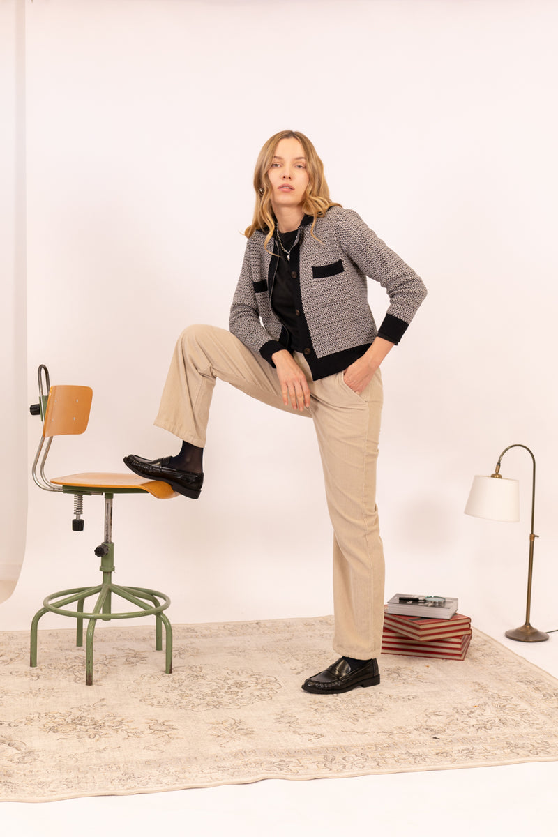 CHAQUETA TRICOT JACQUARD BICOLOR