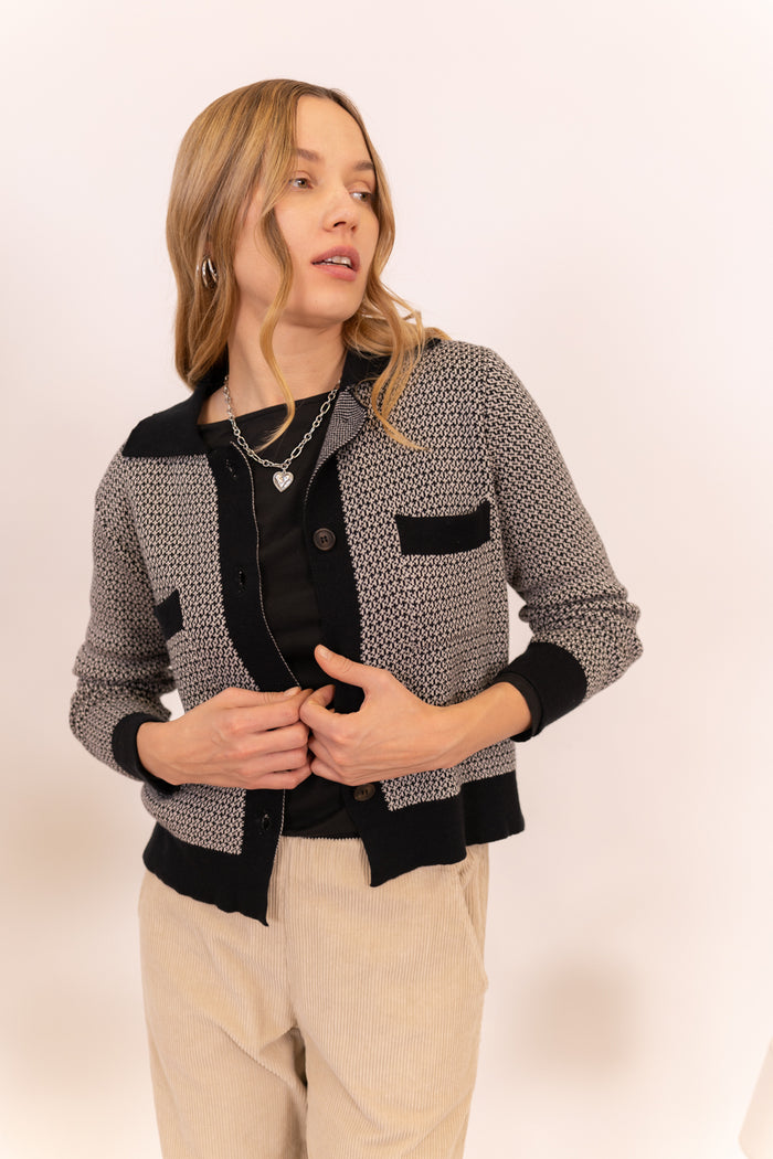 CHAQUETA TRICOT JACQUARD BICOLOR