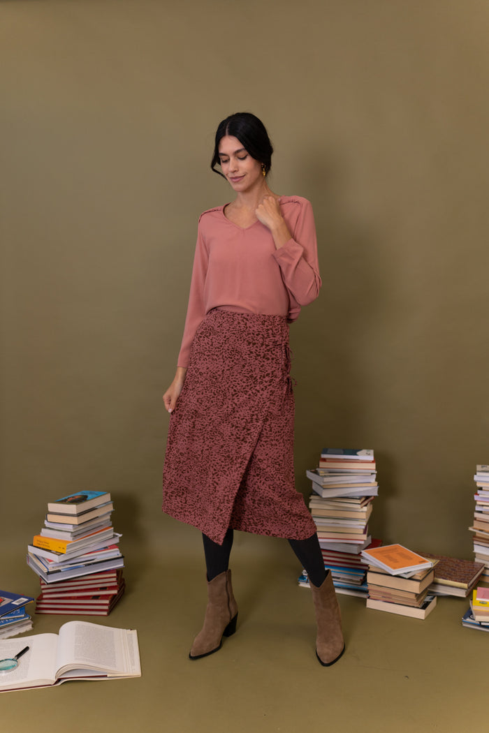FALDA MIDI ESTAMPADA