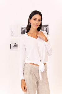 BLUSA CUELLO CAMISERO CON LAZO