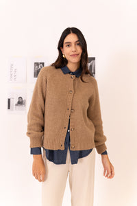 CARDIGAN TRICOT CUELLO REDONDO MANGAS ABULLONADAS