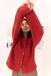 CARDIGAN TRICOT CUELLO REDONDO MANGAS ABULLONADAS