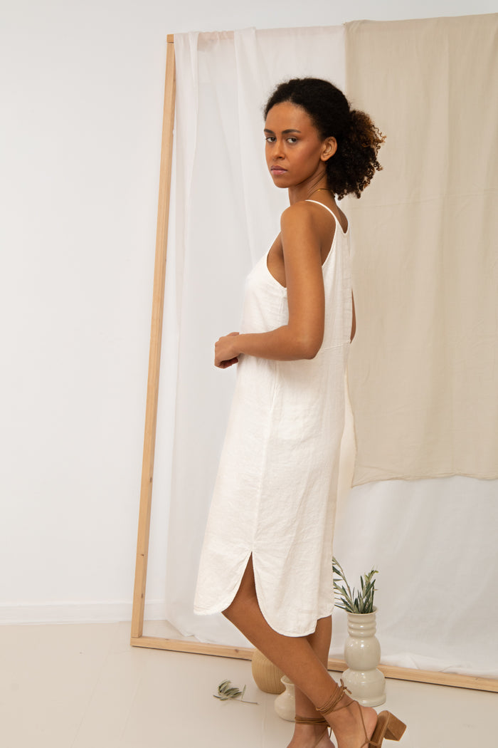 REVERSIBLE SKY LINEN DRESS