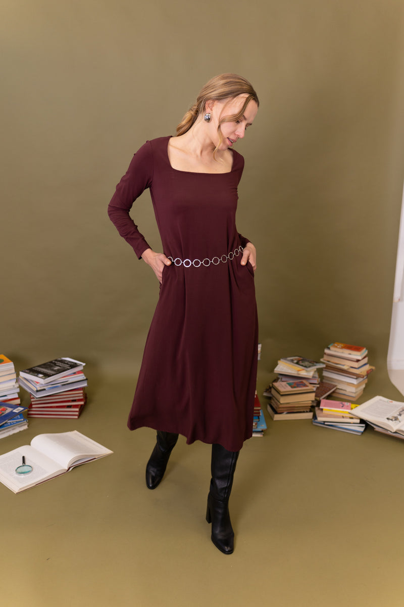 VESTIDO MIDI BOLSILLOS VISCOSA