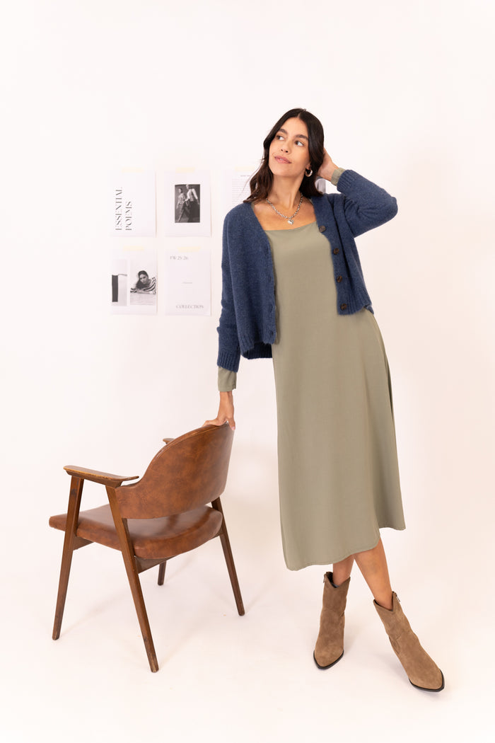 VESTIDO MIDI BOLSILLOS VISCOSA