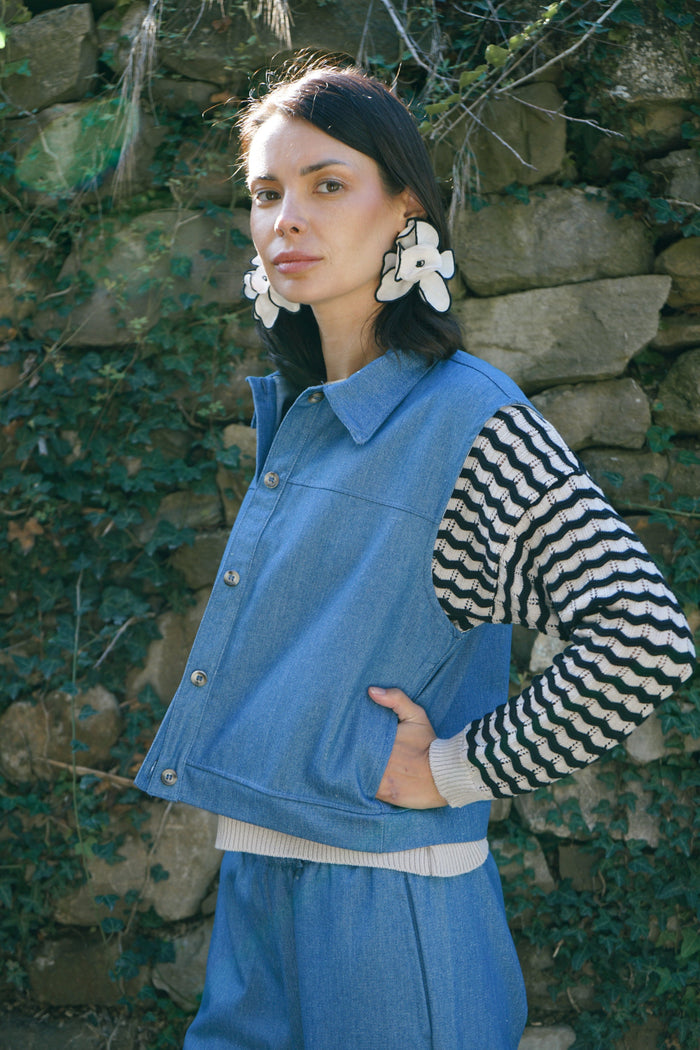CHALECO DENIM BOLSILLOS