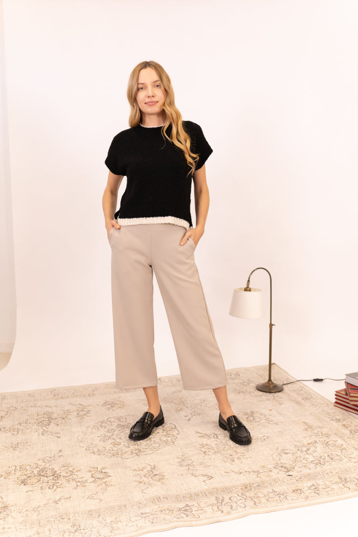 PANTALÓN CROPPED ECRU