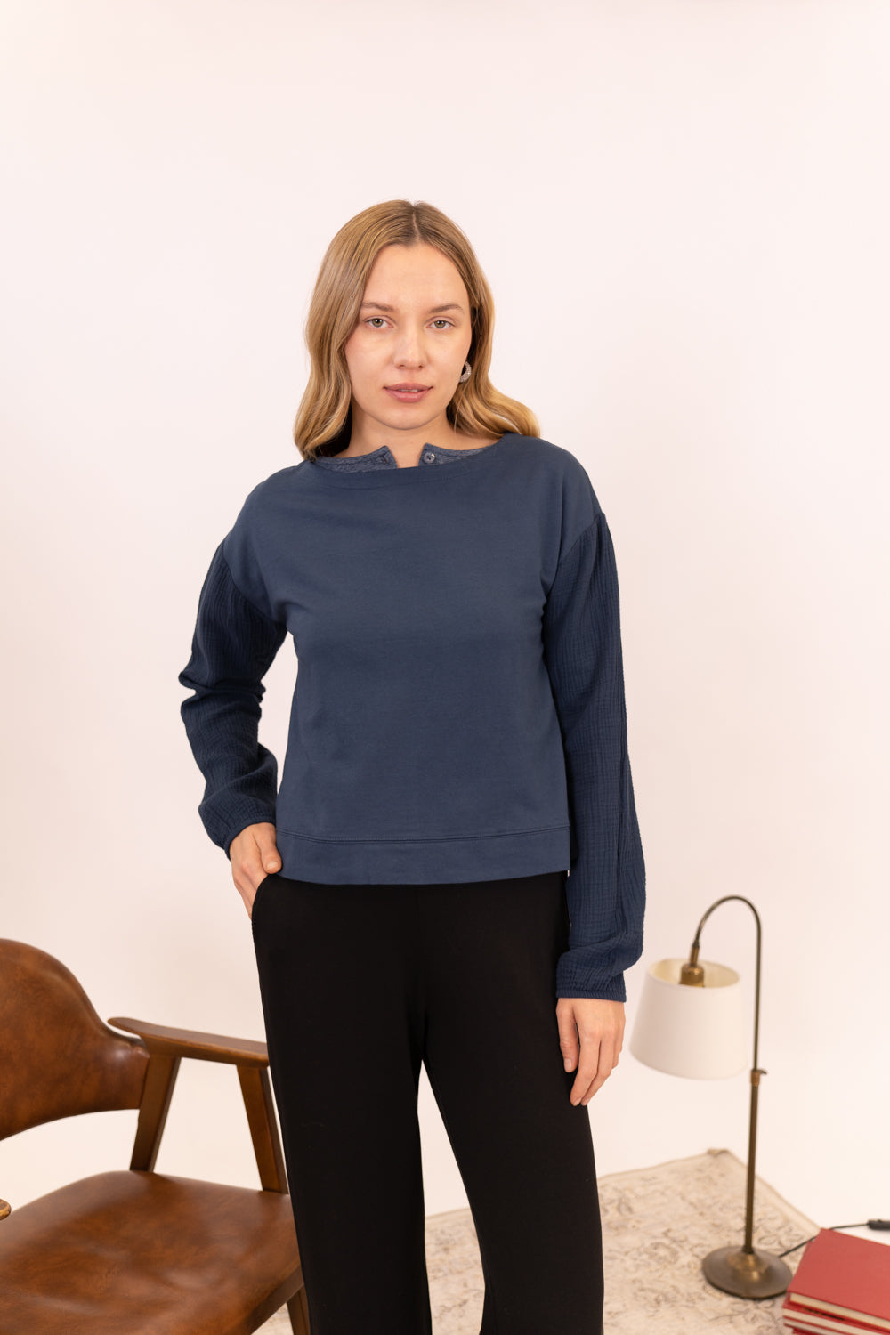 SUDADERA ALGODÓN TEJIDO COMBINADO