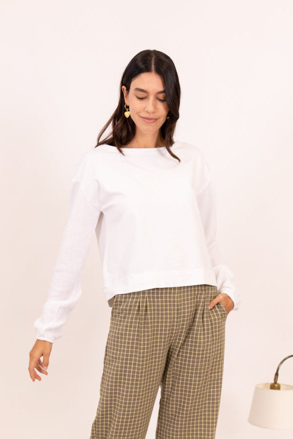 SUDADERA ALGODÓN TEJIDO COMBINADO