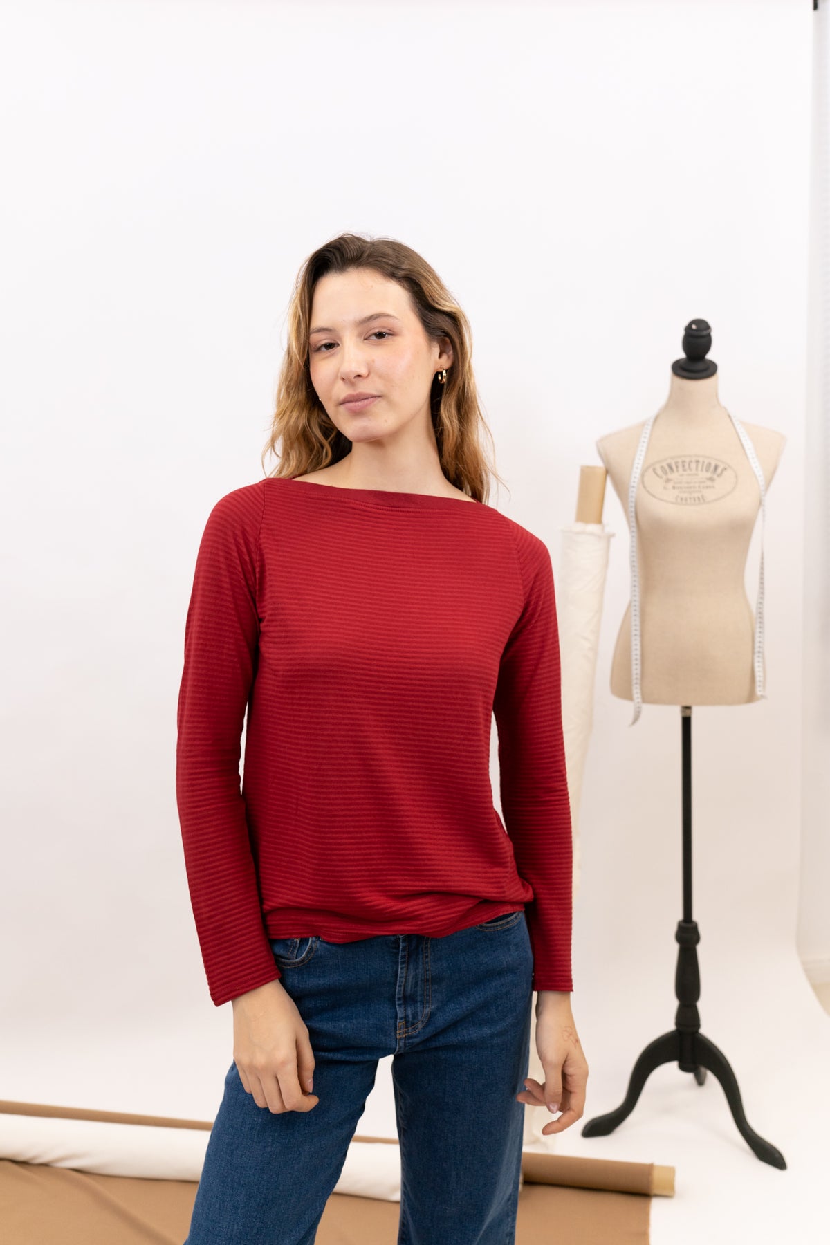 MUSE STRIPED T-SHIRT BOAT NECK